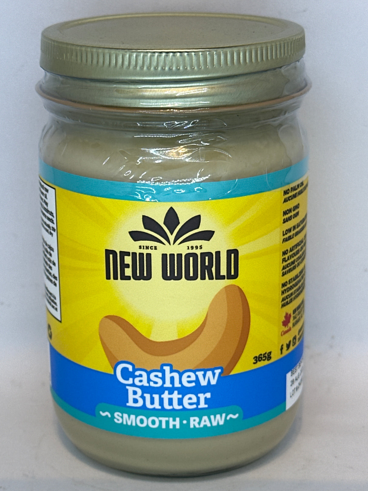 NEW WORLD CASHEW BUTTER RAW NATURAL 365G